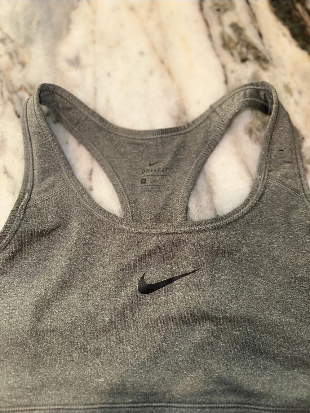 Nike Size Large Women's Gray Racerback Sports Bra - Supportive Athletic Comfort